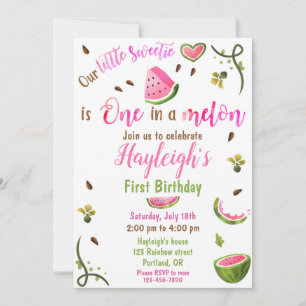 Invitación de cumpleaños de sandía Una niña entre