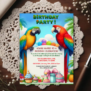 Invitación de cumpleaños de selva tropical para ni