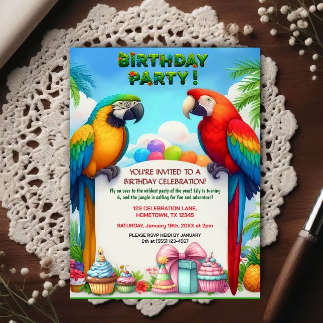 Invitación de cumpleaños de selva tropical para ni (Subido por el creador)