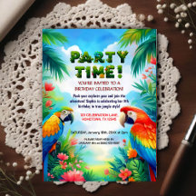 Invitación de cumpleaños de selva tropical para ni