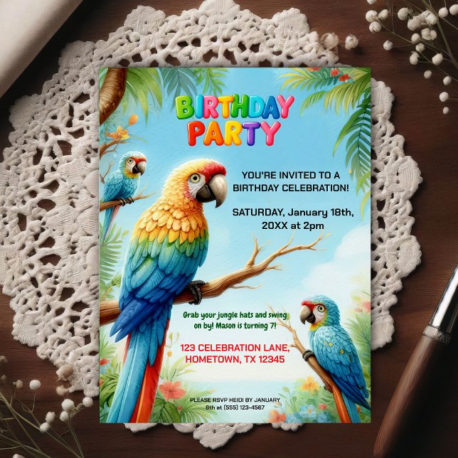 Invitación de cumpleaños de selva tropical para ni (Subido por el creador)
