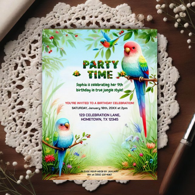 Invitación de cumpleaños de selva tropical para ni (Subido por el creador)