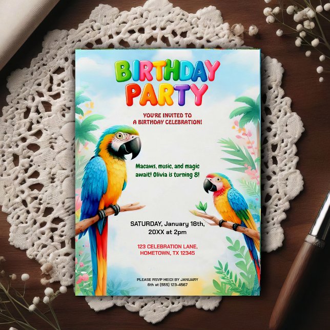 Invitación de cumpleaños de selva tropical para ni (Subido por el creador)