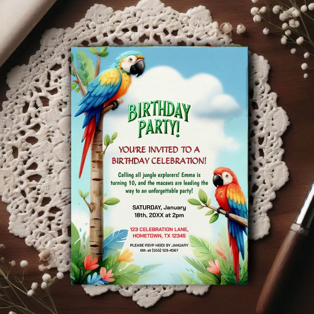 Invitación de cumpleaños de selva tropical para ni (Subido por el creador)