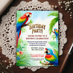 Invitación de cumpleaños de selva tropical para ni
