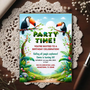 Invitación de cumpleaños de selva tropical para ni
