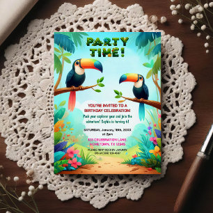 Invitación de cumpleaños de selva tropical para ni