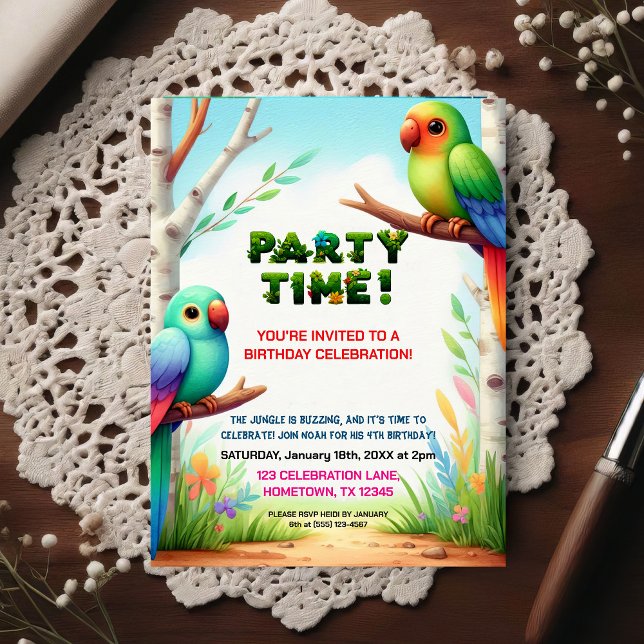 Invitación de cumpleaños de selva tropical para ni (Subido por el creador)