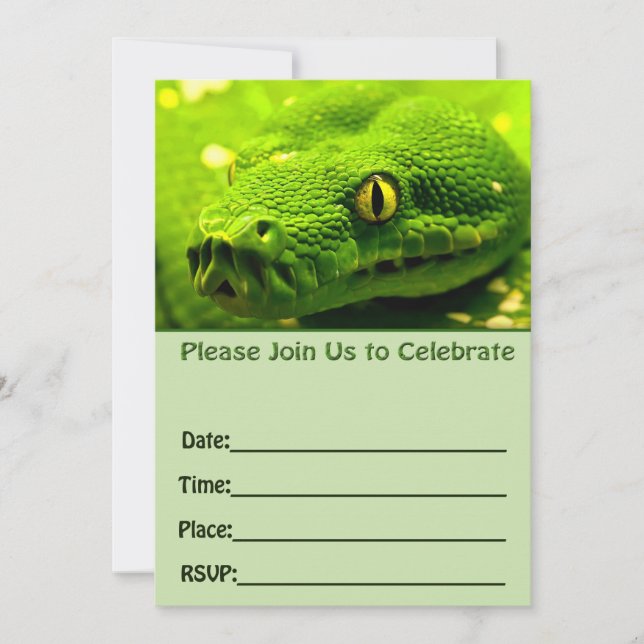 invitación de cumpleaños de serpiente para rellena (Anverso)