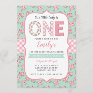 Invitación de cumpleaños de Shabby Chic