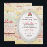 Invitación de cumpleaños de Shabby Chic Floral Woo<br><div class="desc">Invitación de cumpleaños de Shabby Chic Floral Wood</div>