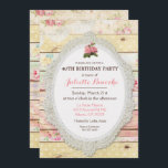 Invitación de cumpleaños de Shabby Chic Floral Woo<br><div class="desc">Invitación de cumpleaños de Shabby Chic Floral Wood</div>