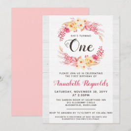 Invitación de cumpleaños de Shabby Chic Rustic