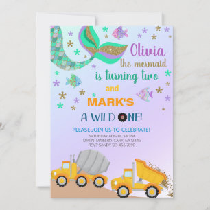 Invitación de cumpleaños de sibls mermaid y dump t