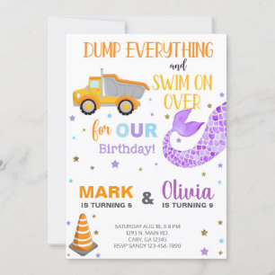 Invitación de cumpleaños de sibls mermaid y dump t
