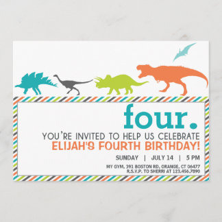 Invitación de cumpleaños de silueta de dinosaurio