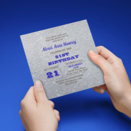 Invitación de cumpleaños de Silver y Sapphire Blue