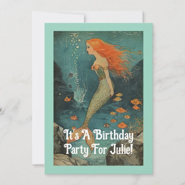 Invitación de cumpleaños de sirena (Anverso)