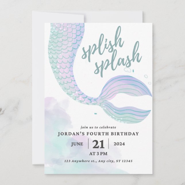 Invitación de cumpleaños de Sirena (Anverso)