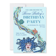 Invitación de cumpleaños de sirena abstracta