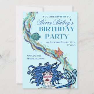 Invitación de cumpleaños de sirena abstracta