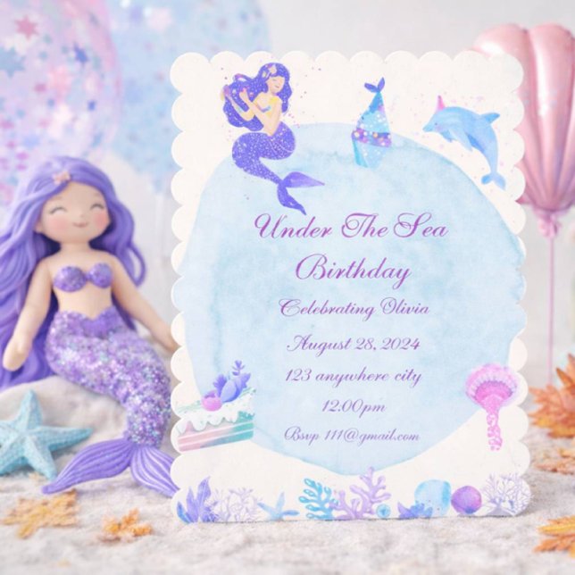 INVITACIÓN DE CUMPLEAÑOS DE SIRENA AZUL DEBAJO DEL (Subido por el creador)