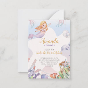 Invitación de cumpleaños de sirena bajo el Chica d