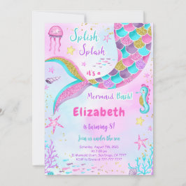 Invitación de cumpleaños de sirena bajo el mar