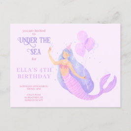 Invitación de cumpleaños de sirena bajo el mar