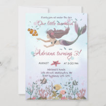 Invitación de cumpleaños de sirena bajo el mar