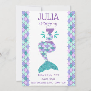 Invitación de cumpleaños de sirena bajo el mar