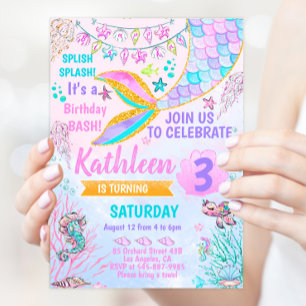 Invitación de cumpleaños de sirena bajo el mar