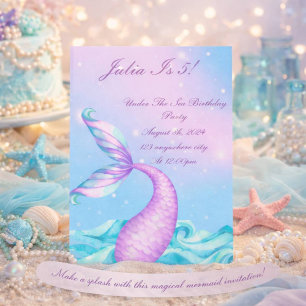 INVITACIÓN DE CUMPLEAÑOS DE SIRENA BAJO EL MAR
