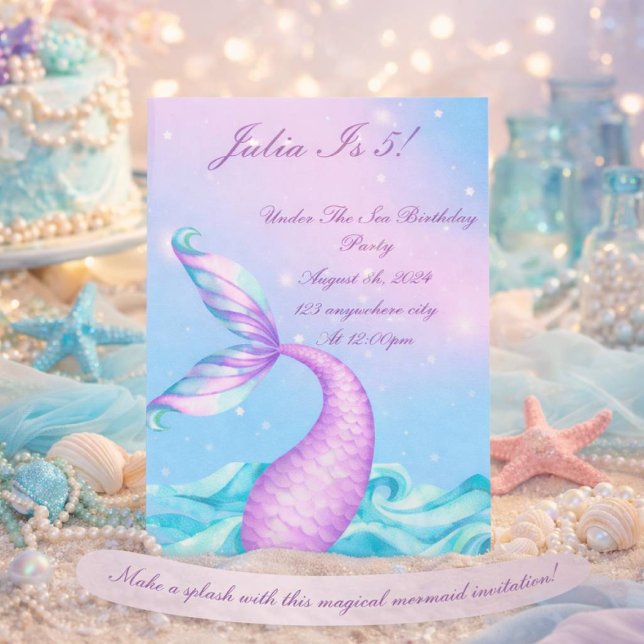 INVITACIÓN DE CUMPLEAÑOS DE SIRENA BAJO EL MAR (Subido por el creador)