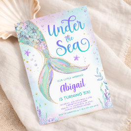 Invitación de cumpleaños de sirena bajo el mar
