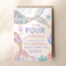 Invitación de cumpleaños de sirena bajo el mar