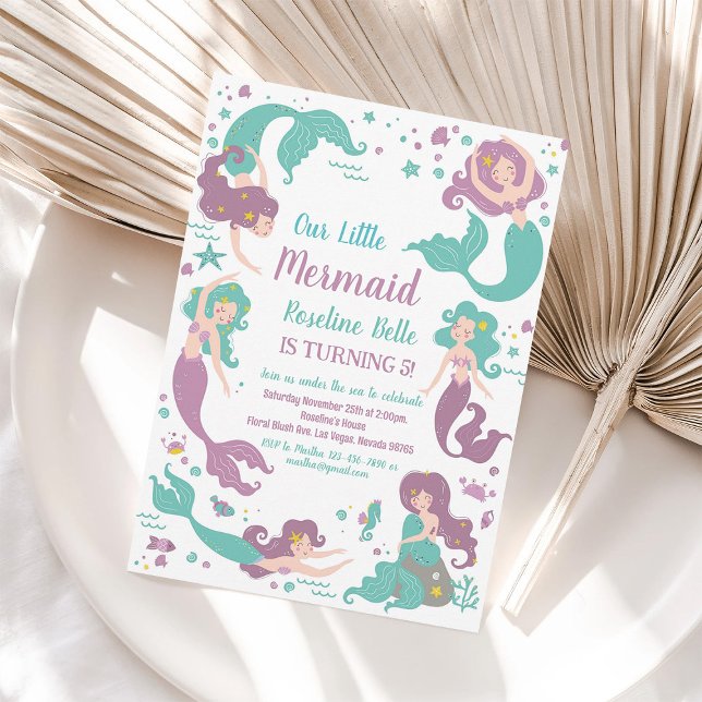Invitación de Cumpleaños de Sirena Bajo el Mar (Subido por el creador)