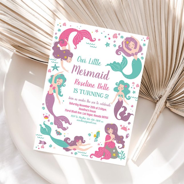 Invitación de Cumpleaños de Sirena Bajo el Mar (Subido por el creador)