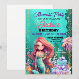 Invitación de cumpleaños de sirena bajo el mar