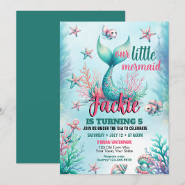 Invitación de cumpleaños de sirena bajo el mar