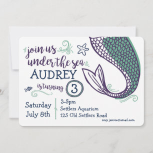 Invitación de cumpleaños de sirena bajo el mar