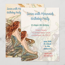 Invitación de cumpleaños de sirena bajo el mar