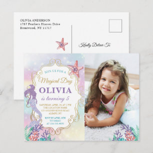 Invitación de cumpleaños de sirena bajo el mar con