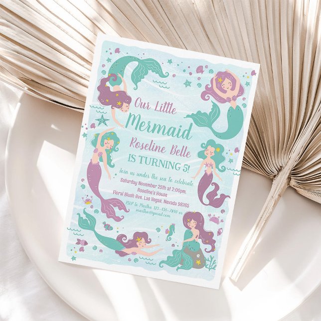 Invitación de Cumpleaños de Sirena Bajo el Mar Fie (Subido por el creador)