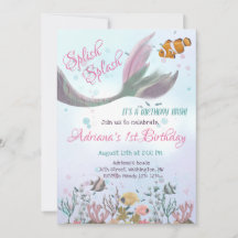 Invitación de cumpleaños de sirena bajo el mar par