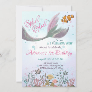 Invitación de cumpleaños de sirena bajo el mar par