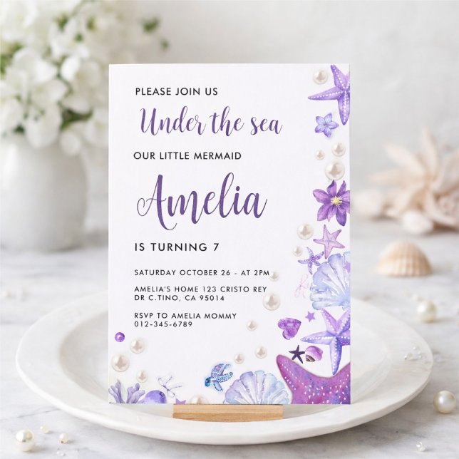 Invitación de cumpleaños de sirena bajo el mar par (Subido por el creador)