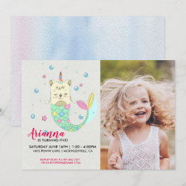 Invitación de cumpleaños de sirena Caticorn