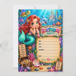 Invitación de cumpleaños de sirena | Cualquier eda