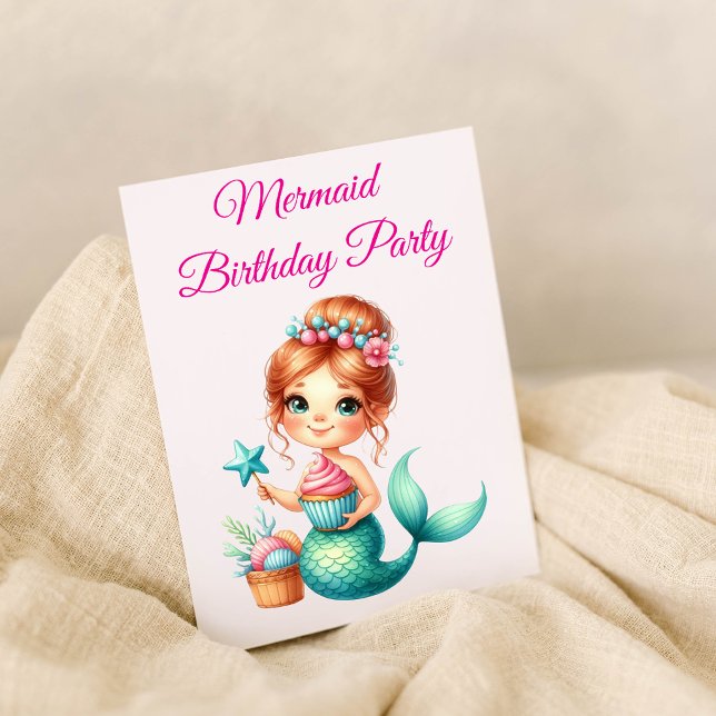 Invitación de cumpleaños de sirena editable 🧜‍♀️✨ (Subido por el creador)